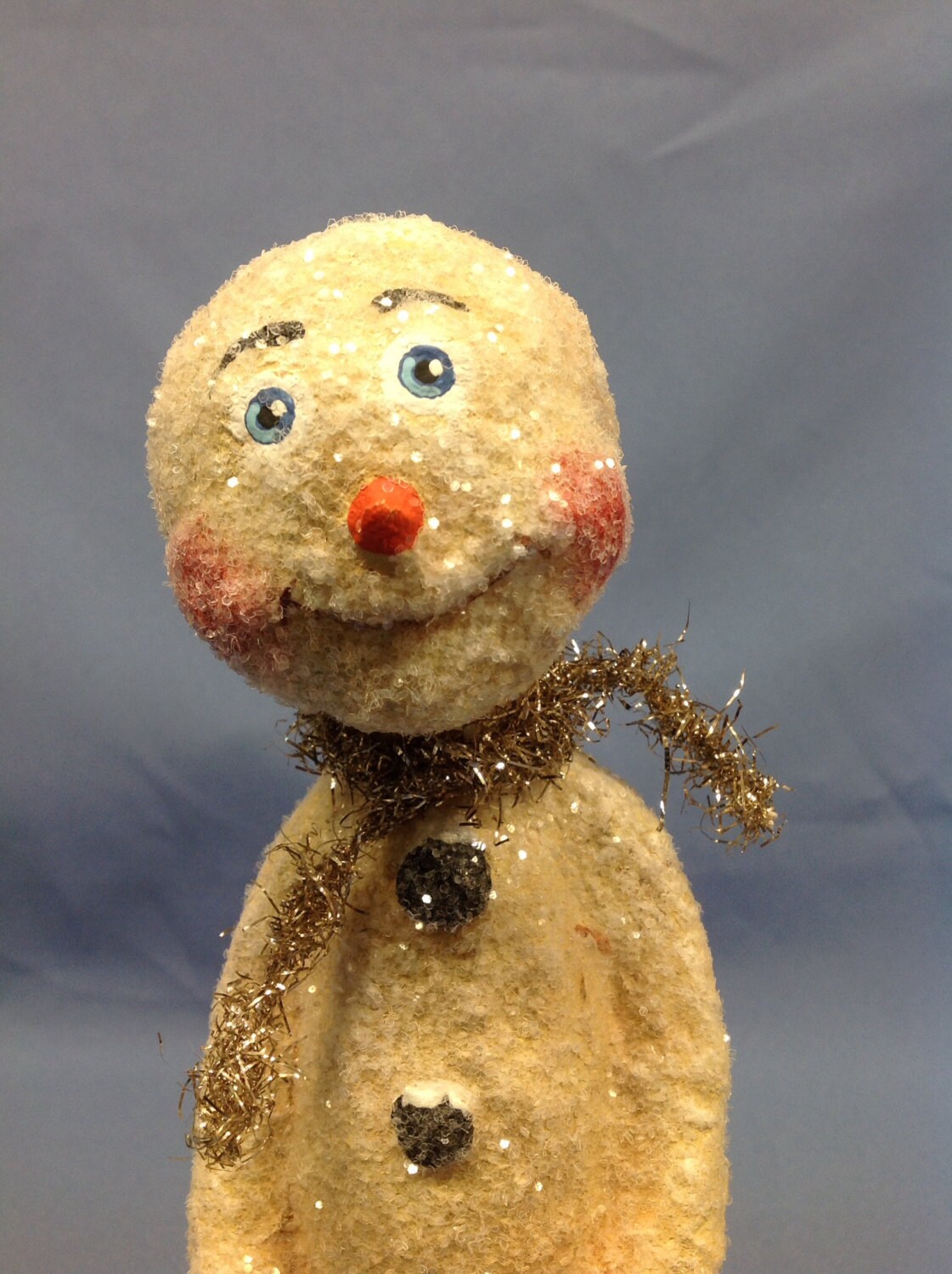 Paper mâché snowman winter holiday figure by monniewilsonsstudio