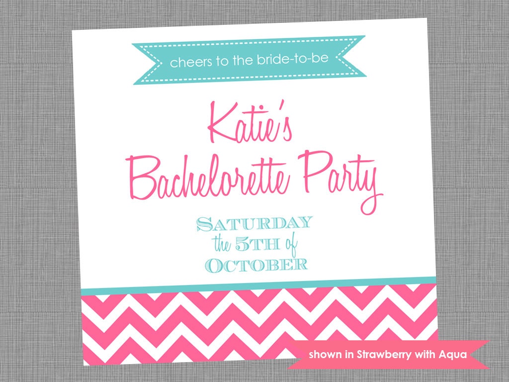Bachelorette Party Champagne Bottle Labels - Printable Bachelorette Themed Chevron Labels - Colors and Text Customizable Il_570xn