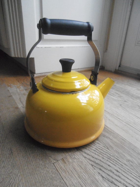 Vintage Le Creuset YELLOW Tea Pot tea kettle by ChippedGREENchair