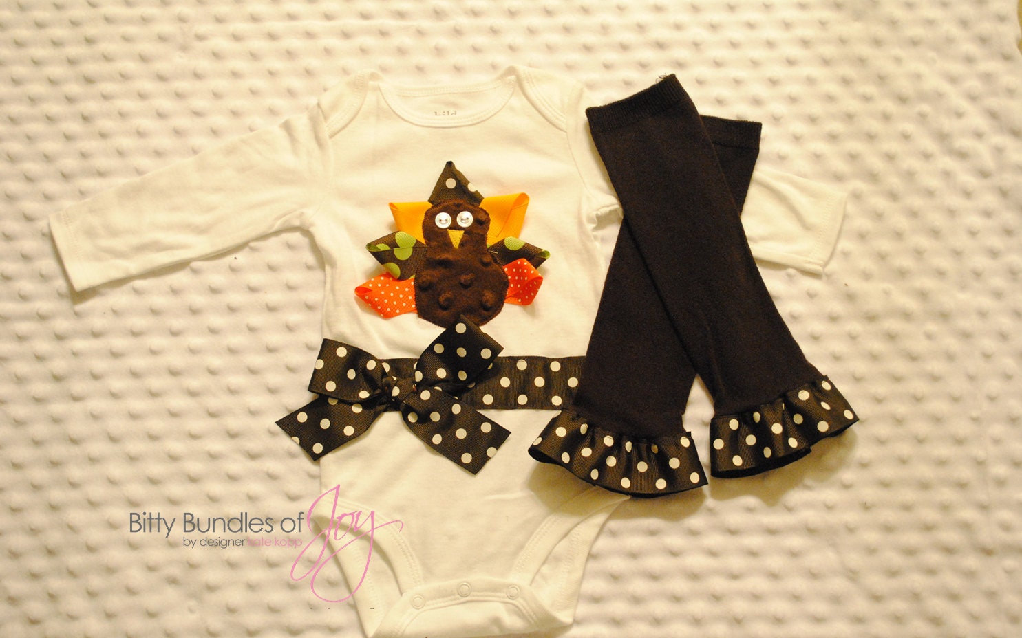 Thanksgiving Ribbon Turkey Outfit Bodysuit/Infant One Piece & Legwarmers