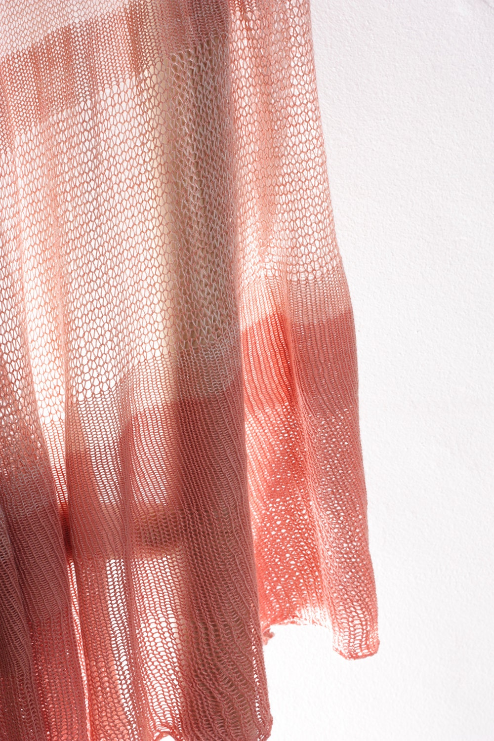 Pink Scarf , knitted lace scarf, Pink  transparent shawl, Summer bamboo silk scarf - Toosha