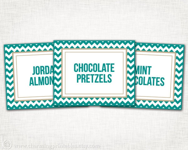 Chevron Labels - Custom Colors, Font - PRINTABLE PDF File - Chevron Buffet Labels, Food Labels, Menu Cards - Chevron Collection Il_570xn