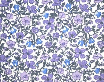 Liberty Fabric Meadow Lilac Purple Blue Grey Floral Tana Lawn Fabric