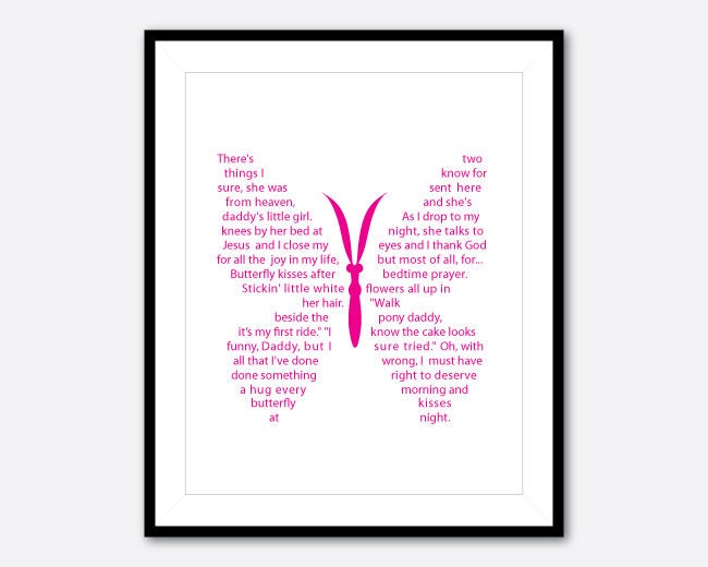 Butterfly Kisses Song Lyrics Nursery by SusanNewberryDesigns
