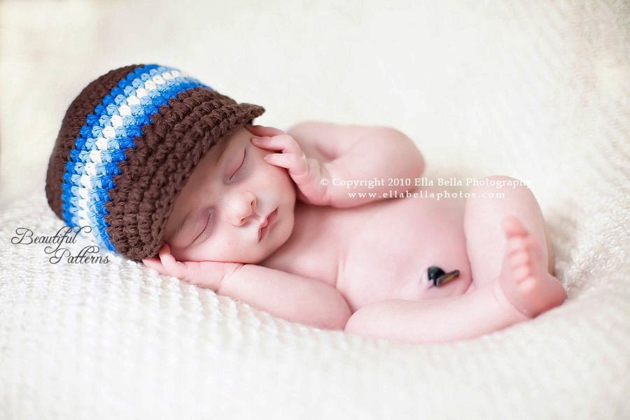 Crochet Pattern Hat Baby Boy Newsboy Visor by ...