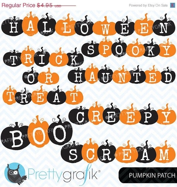 40% OFF SALE pumpkin halloween words clipart, commercial use, vector graphics, digital clip art, digital images - CL571 Il_570xn