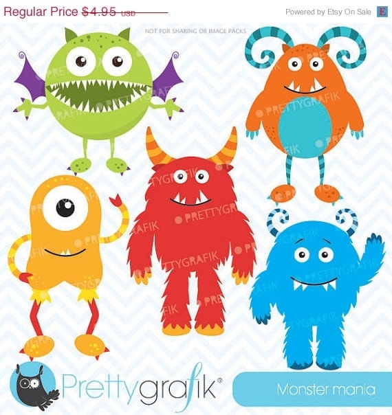 70% OFF SALE monster clipart commercial use, vector graphics, digital clip art, digital images - CL546 Il_570xn