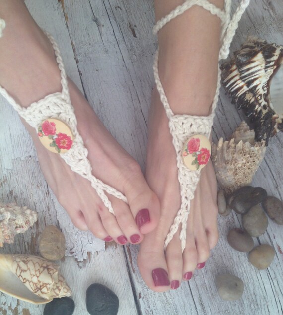 Barefoot Sandals, Boho Wedding Sandals, Bridesmaid Crochet Sandals ...