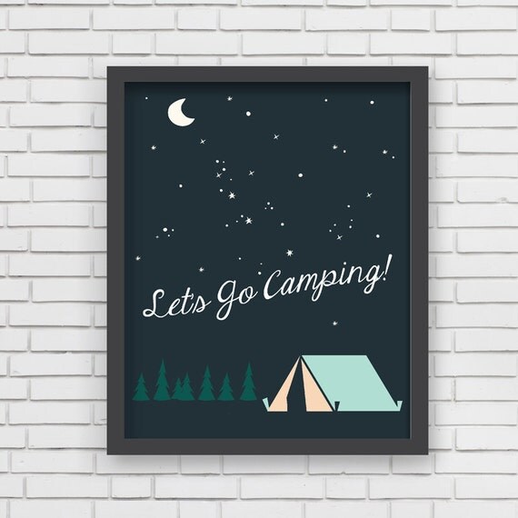 Home Decor Camping Nursery Wall Art Let's Go by LucyDarlingPrints