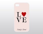 Love iPhone Case - Valentine's Day Gift - Couples iPhone - Blush Pink w/ Red Heart iPhone - Personalized Romantic Gift for Her - GoldenDaysDesigns