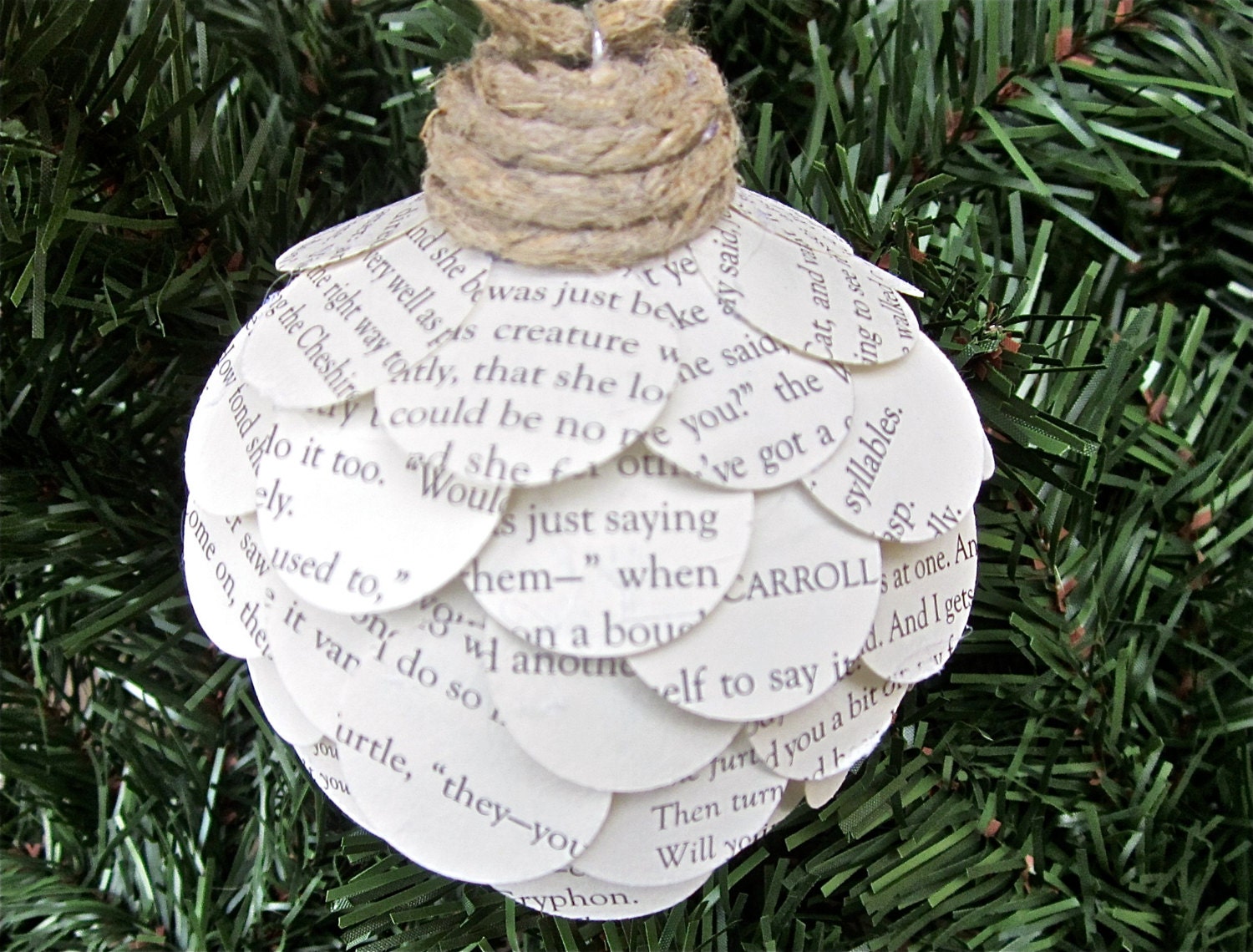 Alice in Wonderland Christmas Ornament Book Page Ornament - CasstheCrafter