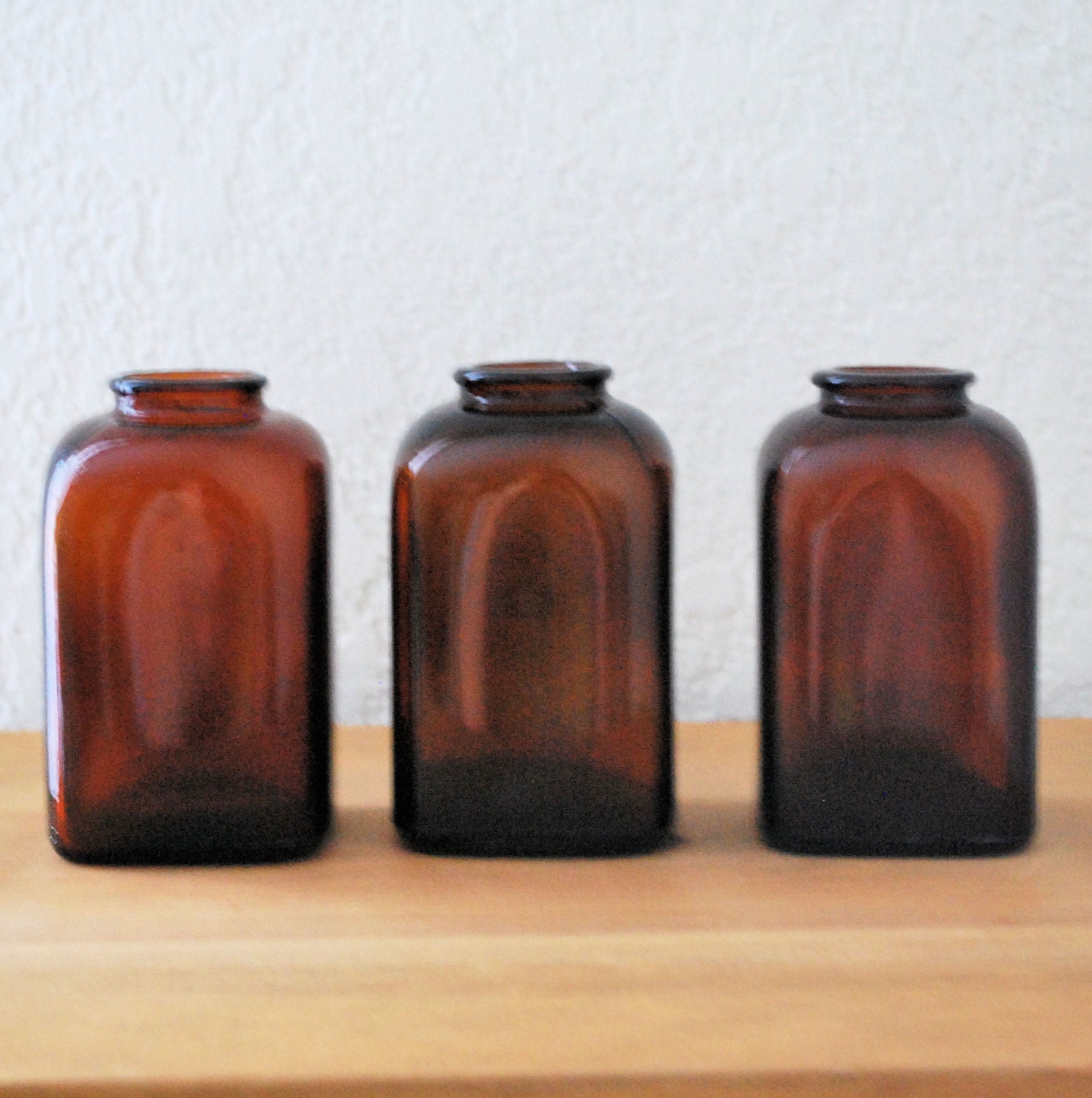Vintage Brown Amber Glass Snuff Jars / by BlackberryAcid on Etsy