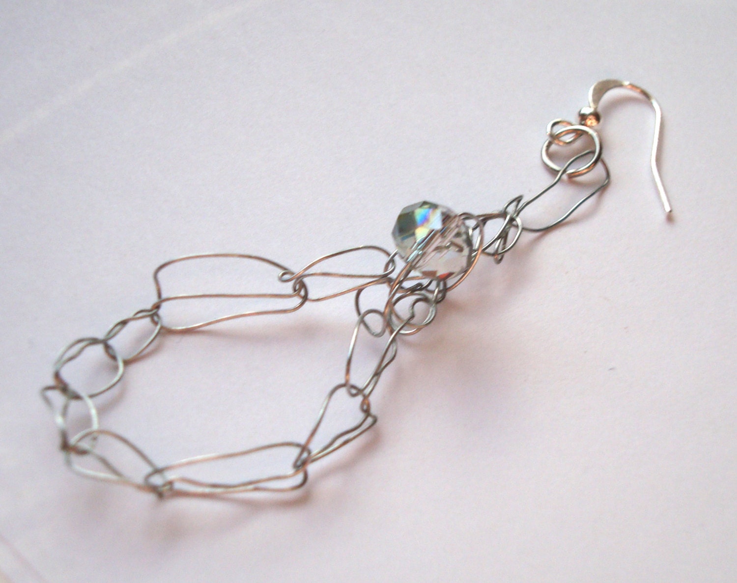 Items Similar To Pretty Wire Crochet Earrings With Bead On Etsy