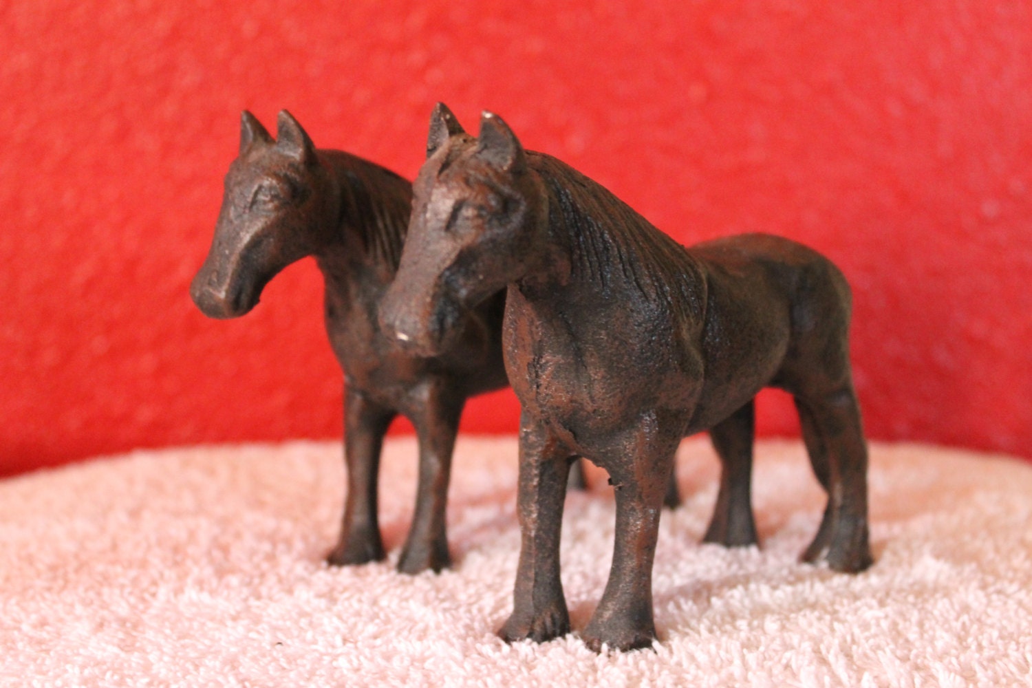 Antique Cast Iron Horse Figurines 2 by TheJadeDash on Etsy