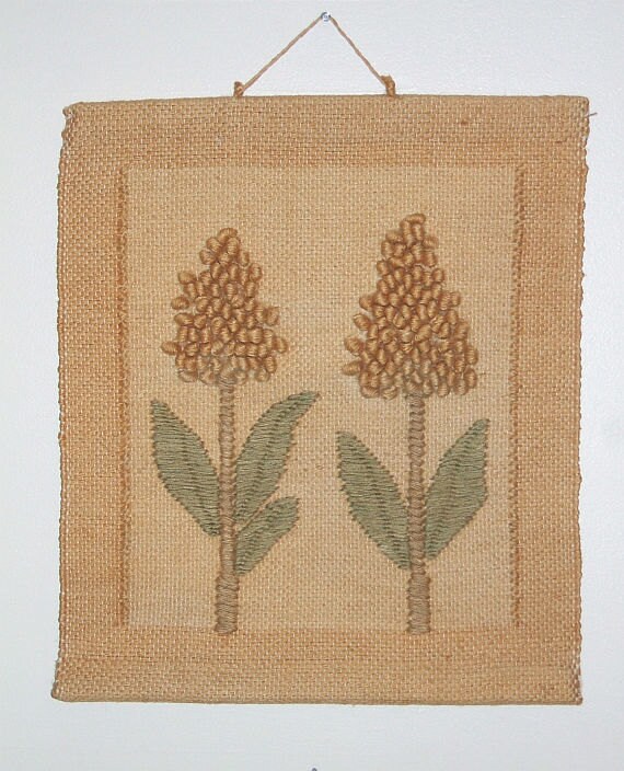 Vintage Wall Hanging Woven Jute Burlap Look by LivingWithVintage