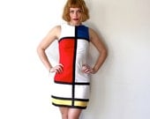 Mondrian Dress / 60s Mod Dress / Color Block Dress Sz XS S M L - rustycuts