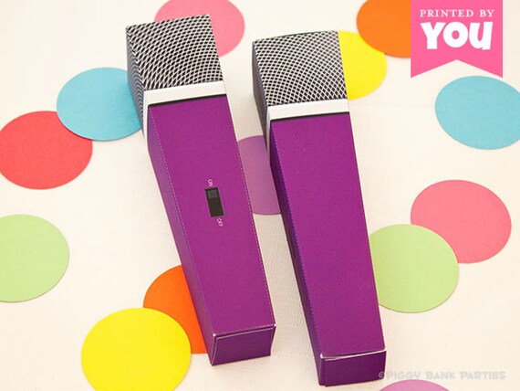 MICROPHONE Favor Box (Purple): DIY Printable PDF - Instant Download Il_570xn