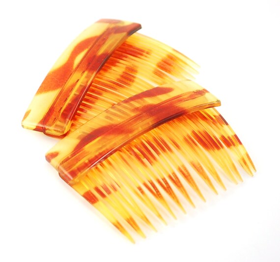 Vintage Hair Comb Set Faux TortoiseShell Hair by