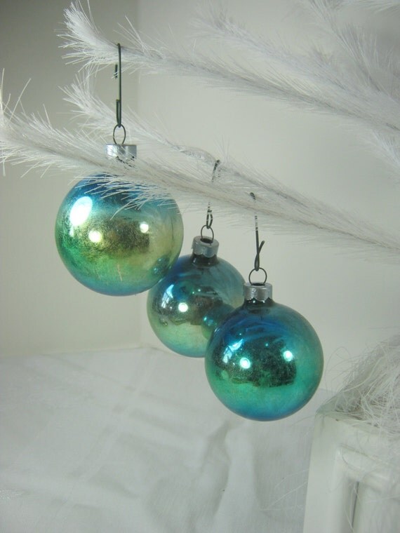 Vintage MERCURY Glass ORNAMENTS Turquoise by LavenderGardenCottag