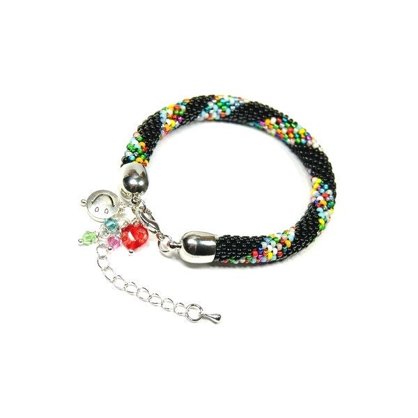 Beaded Bracelet. Toho Seed Beads Bracelet. Modern Bangle. Colorful. Bead Crochet Bracelet. Rope Bracelet. Oriental Bracelet. - ArtStyleBizu