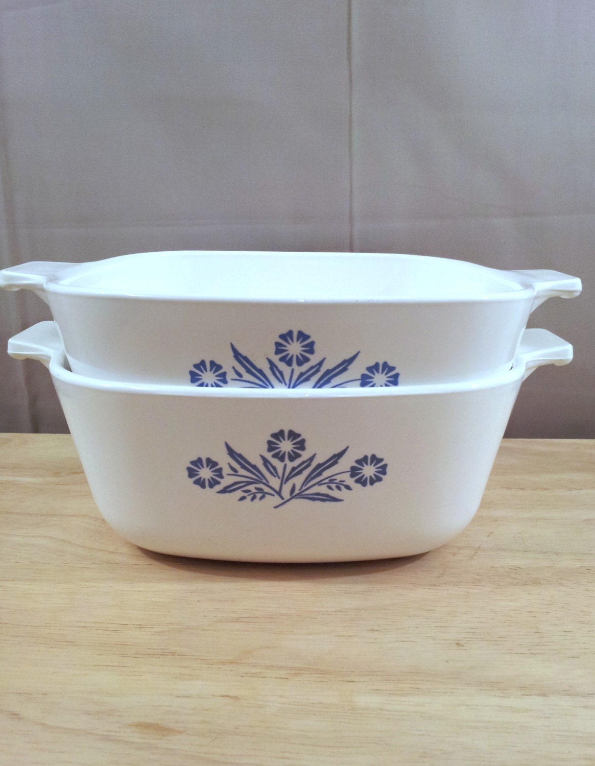 1960s Corningware Set White/Blue Pyrex Casserole by Kittenspaws