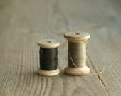 vintage wooden spools / cotton thread rollers / soviet era sewing supplies - reservoires