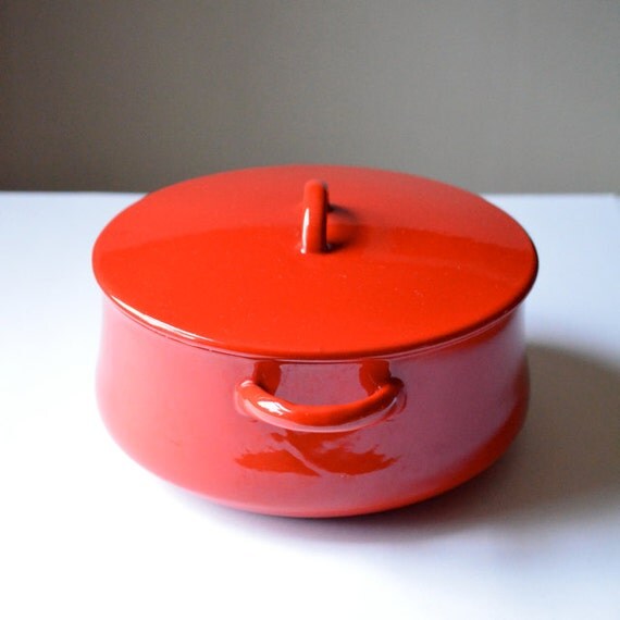 Large Red Dansk Vintage Enamel Stock Pot by NewSwedenVintage