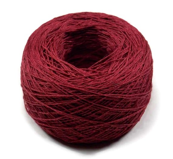 Crochet Thread 3 Ply Linen Thread Maroon Linen by Nothingbutstring