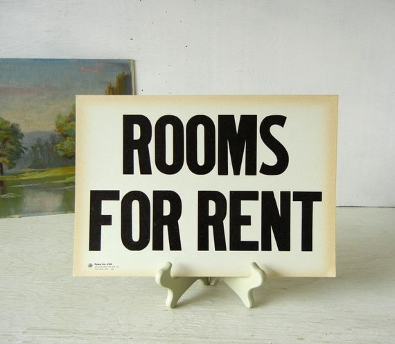 Letterpress Cardstock Sign ROOMS for RENT by PeppermintBark