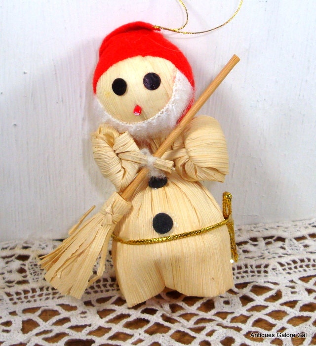 vintage corn husk snowman christmas ornament by vintagetinsel vintage corn husk snowman christmas ornament by vintagetinsel