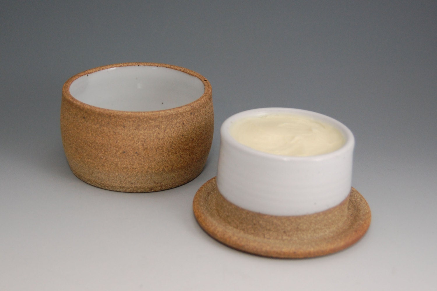 French Butter Keeper White French Butter Dish by SawyerCeramics