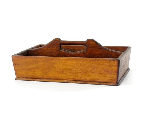 Vintage Wood Cutlery Tray Knife Box Divided by GizmoandHooHa