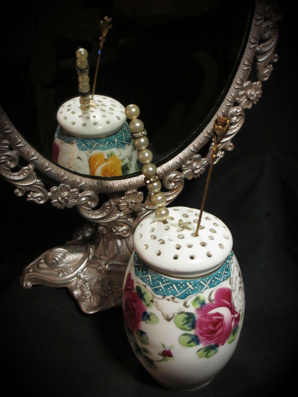 Antique Porcelain Hat Pin Holder With by AllThatJazzDesign on Etsy