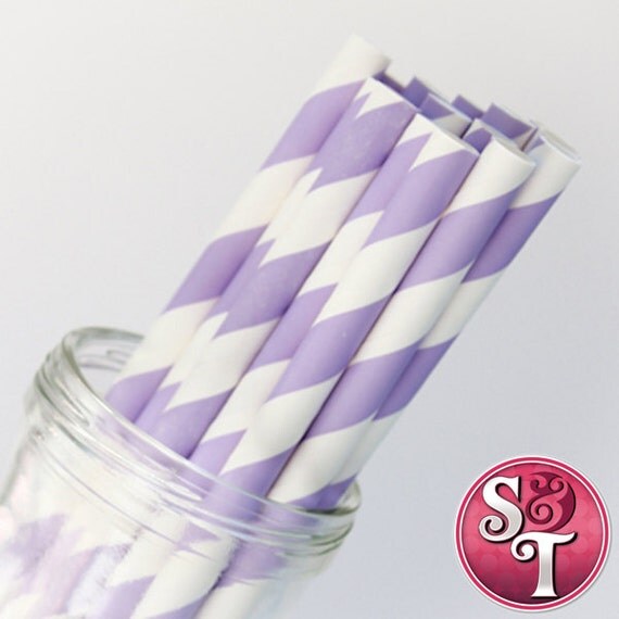 Stripe Light Purple Party Paper Straws - Cake Pop Sticks - Pixie Sticks - Qty 25 Il_570xn