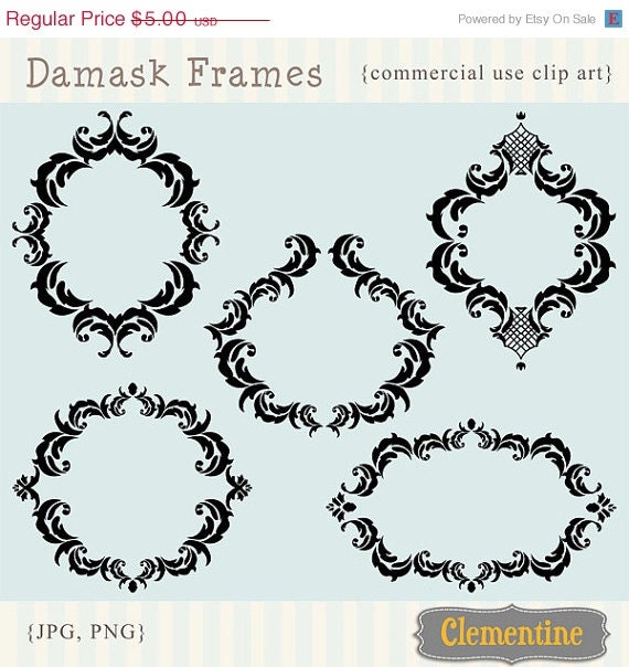 40% OFF SALE Damask clip art frames, frames clip art images, frames clipart, royalty free cilp art- Instant Download Il_570xn