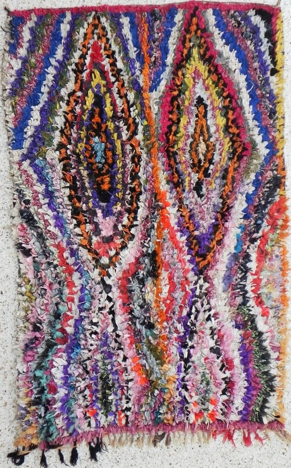 Collector boucherouite rug, moroccan rugs , rag rug, berber tribal art, morocco carpets, wall art