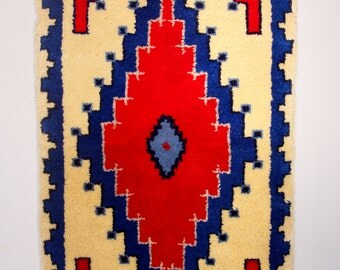 Vintage Native American Themed Latch Hook Rug/Hanging