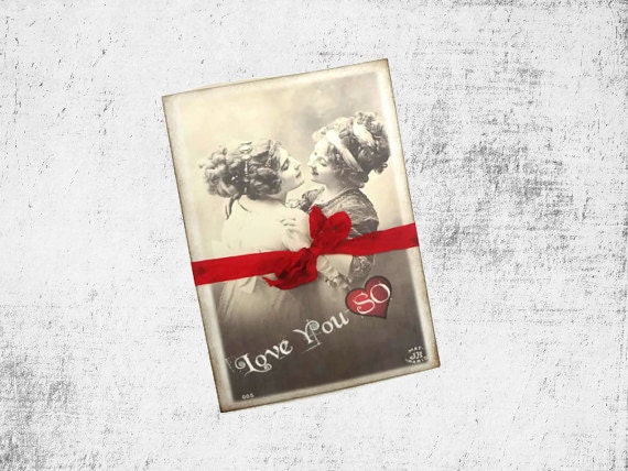 Items Similar To Same Sex Love Card Love You So Lesbian Valentine S Day Card Vintage Style