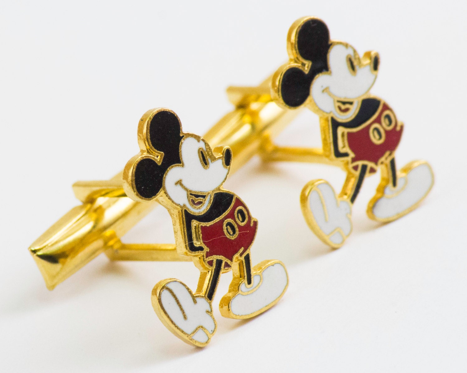Vintage Cufflinks Mickey Mouse Cuff Links Gold by CuffsandClips