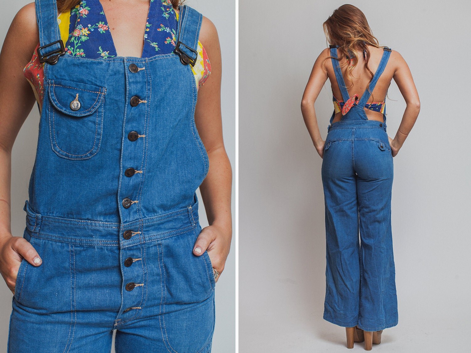 Jean Overalls Vintage S Hang Ten Hippie Retro Rare Blue