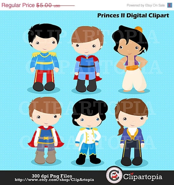 ON SALE 50% OFF Princes Digital Clipart / Fairytale Princes, Cute Princes Digital Clipart For Personal and Commercial use/ Instant Download Il_570xn