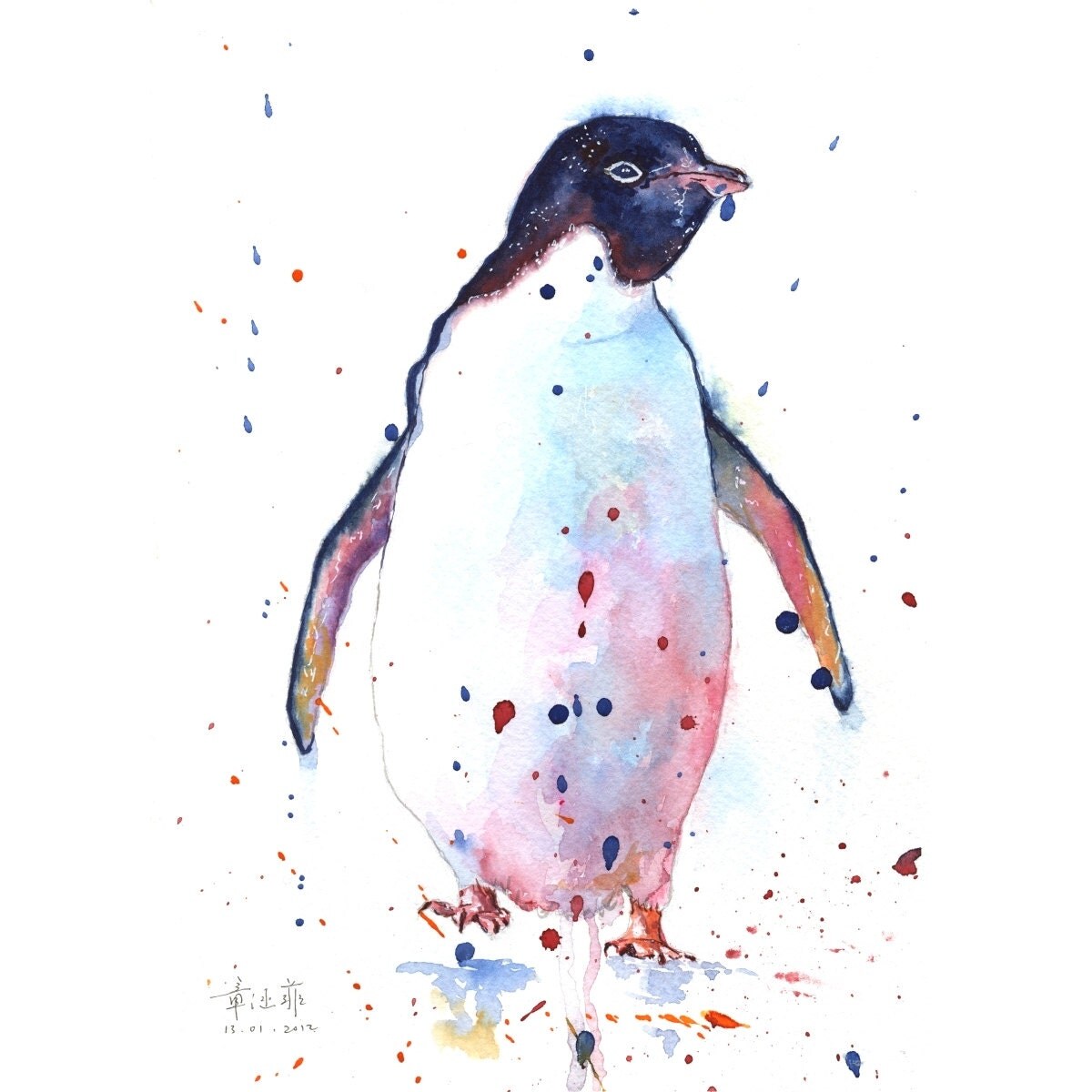 Print a chubby penguin watercolor by TheLittleFloret on Etsy