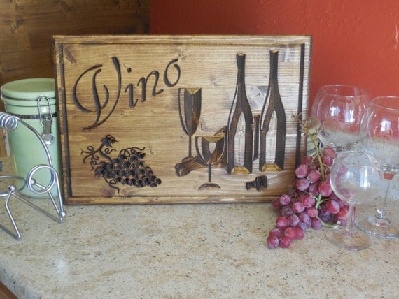 Items similar to Vino Wooden Wall Hanging. Bar Decor. Wine Cellar Decor