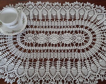 Runner runner etsy  Oval White Tabletop Crochet Large Doily, Doily, Table  doily Oval  table