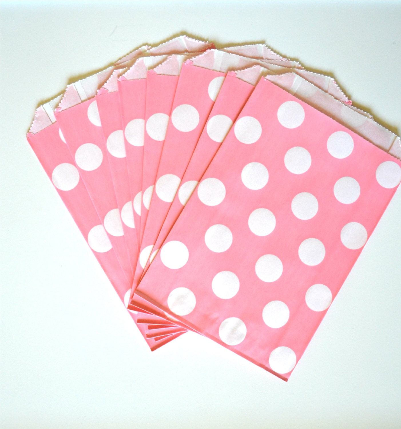 Hello Kitty Pink and White Polka Dot Paper TREAT BAGS, Pink Food Bag, Party favors, Holiday, Weddings, Birthday Party, Food bags Il_570xn