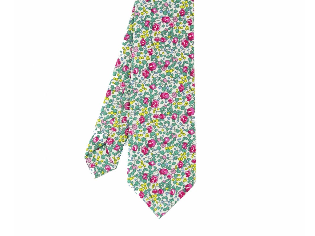 Tristan - Green/Pink Floral Men's Tie - bowtieandcotton