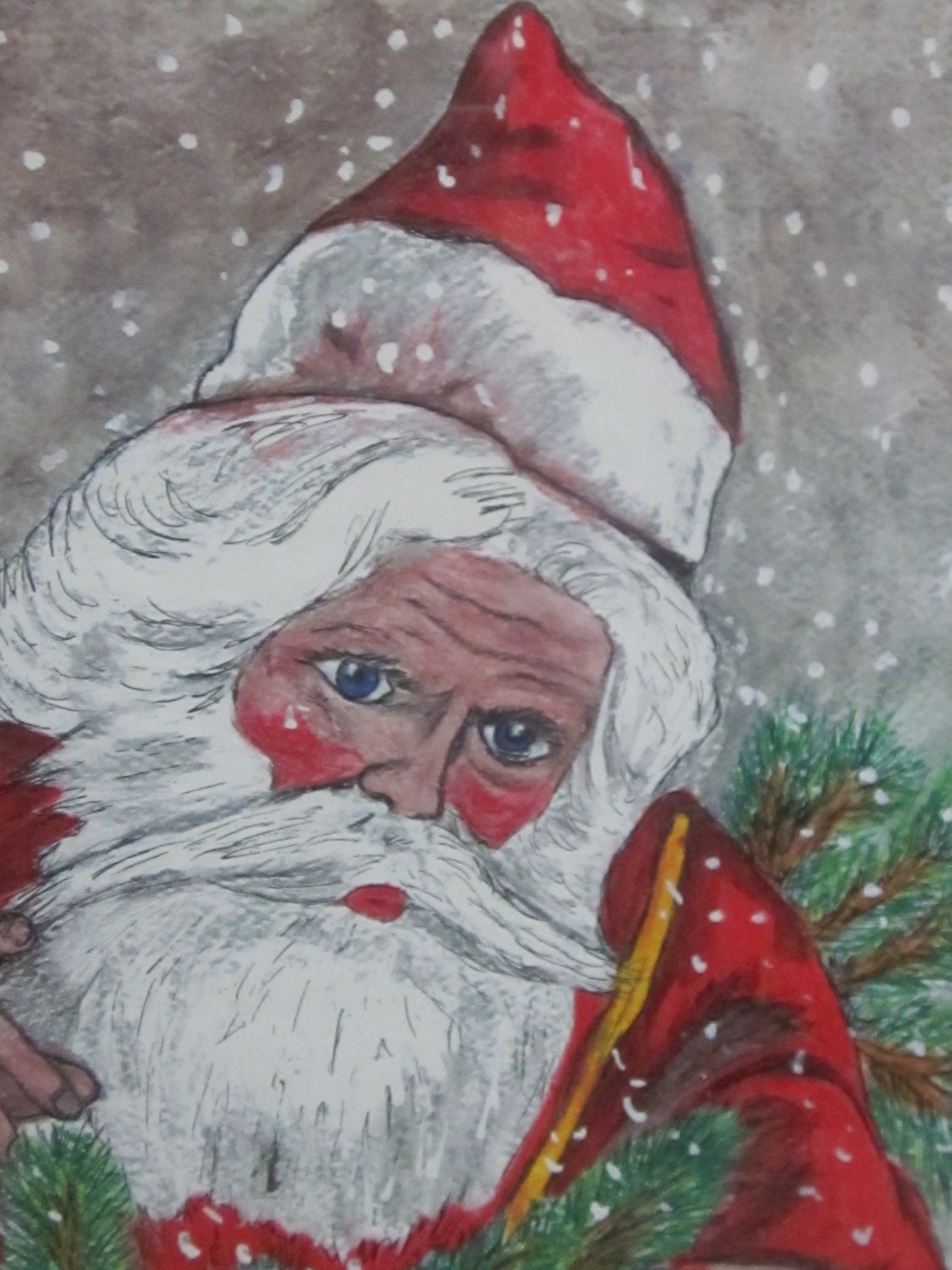 Old Fashioned Santa Claus Watercolor Print In By LeftoverStuff