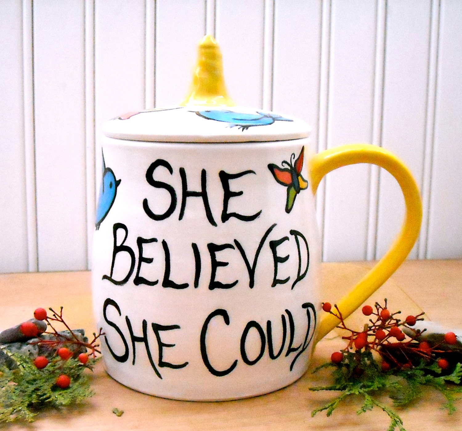 Personalized Custom Ceramic Travel Mug with Lid by LoveArtWorks