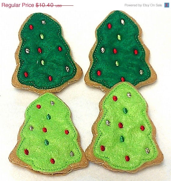 END OF YEAR Felt food Christmas Tree Cookies Set Of 4 Great stocking stuffers. Felt food Play food Pretend food Perfect for play kitchens Il_570xn