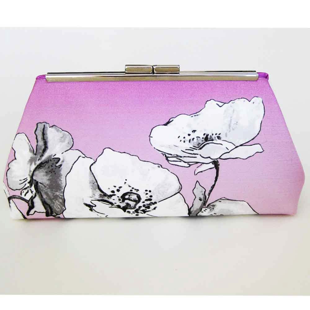 Poppies Radiant Orchid Purple Clutch Purse - Bridesmaids Gift Wedding - Ready to Ship - Upstyle